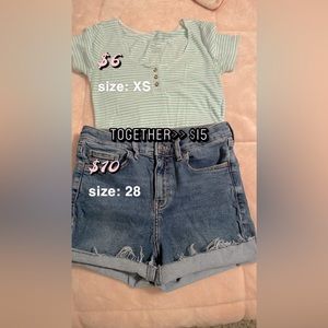 Shirt and Shorts for $15. Can be separate!